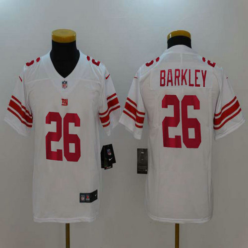 Nike Giants #26 Saquon Barkley White Youth 2018 NFL Draft Pick Limited Jersey