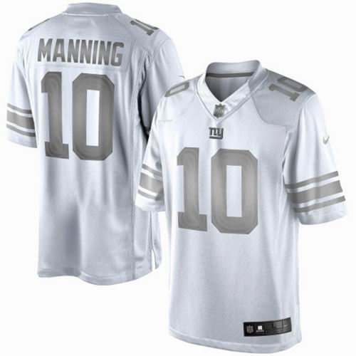 Nike Giants 10 Eli Manning Platinum White jerseys