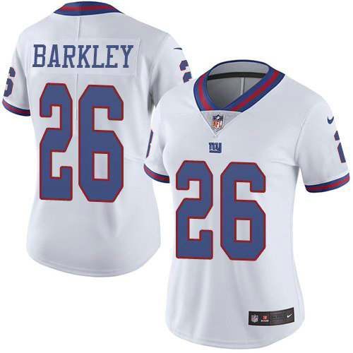 Nike Giants 26 Saquon Barkley White Women Color Rush Limited Jersey