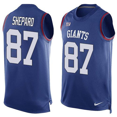 Nike Giants 87 Sterling Shepard Royal Blue Team Color NFL Limited Tank Top Jersey