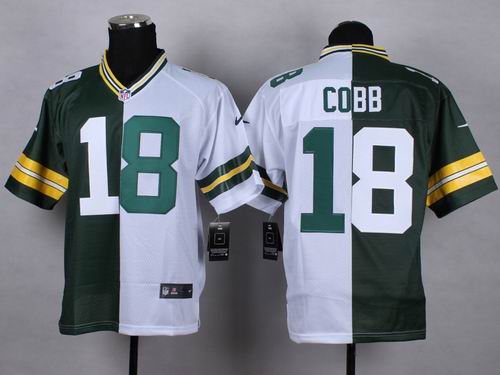 Nike Green Bay Packers #18 Randall Cobb green white elite split jerseys