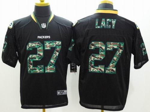 Nike Green Bay Packers #27 Eddie Lacy Black camo Elite Jersey