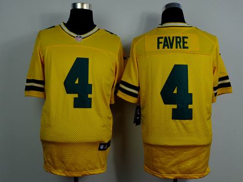 Nike Green Bay Packers #4 Brett Favre Yellow elite jerseys