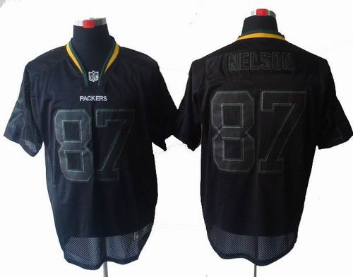 Nike Green Bay Packers #87 Jordy Nelson Lights Out Black elite Jersey