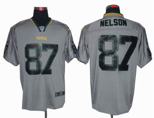 Nike Green Bay Packers #87 Jordy Nelson Lights Out grey elite Jersey