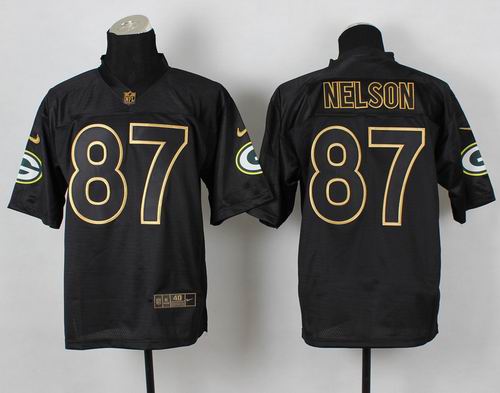 Nike Green Bay Packers #87 Jordy Nelson PRO Gold lettering fashion jerseys