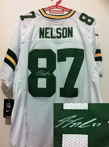 Nike Green Bay Packers #87 Jordy Nelson white elite signature jerseys