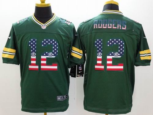 Nike Green Bay Packers 12 Aaron Rodgers USA Flag Fashion green Elite Jerseys