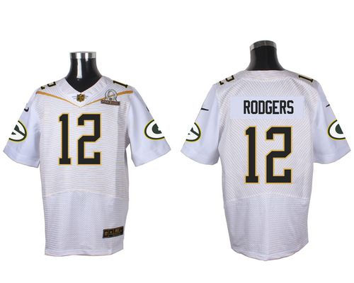 Nike Green Bay Packers 12 Aaron Rodgers White 2016 Pro Bowl NFL Elite Jersey