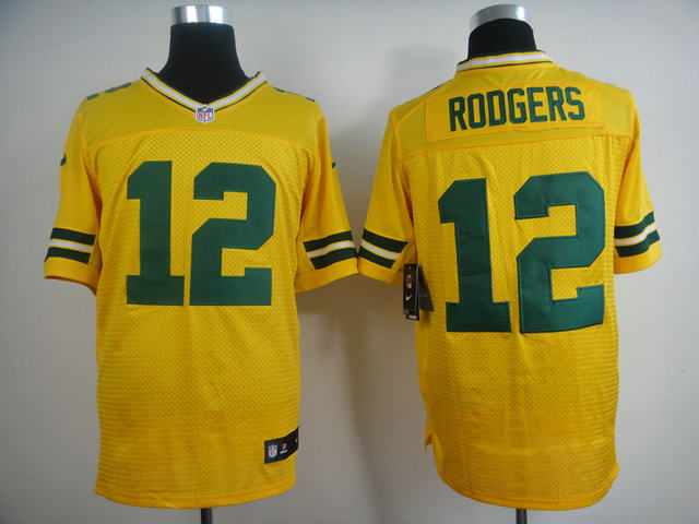 Nike Green Bay Packers 12 Aaron Rodgers elite yellow NFL jerseys