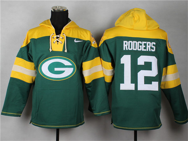 Nike Green Bay Packers 12 Aaron Rodgers green NFL hoodies