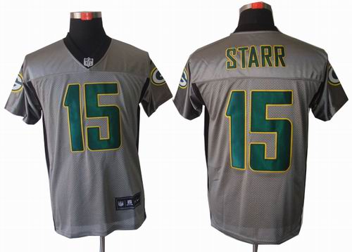 Nike Green Bay Packers 15 bart Starr Gray shadow elite jerseys