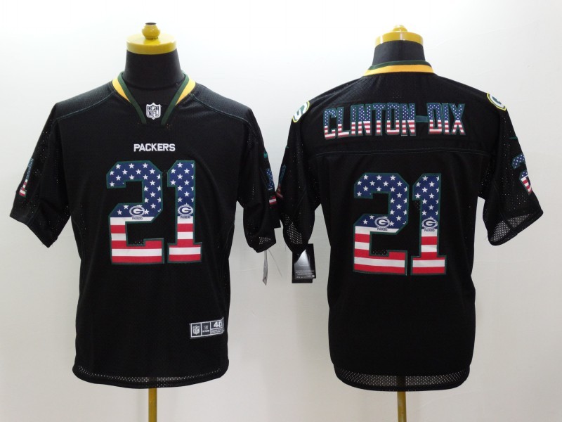 Nike Green Bay Packers 21 Ha Ha Clinton-Dix Black USA Flag Fashion Elite NFL Jerseys