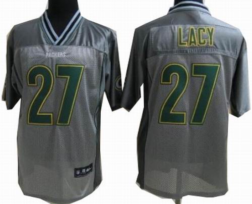 Nike Green Bay Packers 27# Eddie Lacy Elite Grey Vapor  Jersey