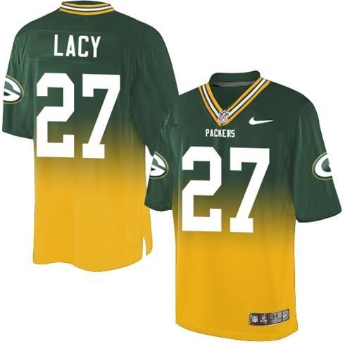 Nike Green Bay Packers 27 Eddie Lacy Green Gold Fadeaway Fashion NFL Jersey