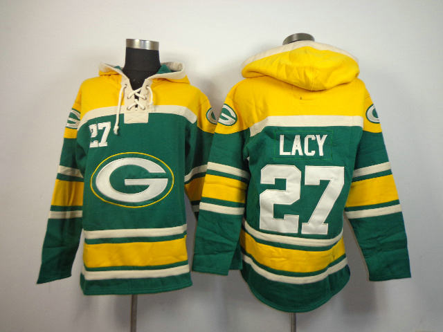 Nike Green Bay Packers 27 Eddie Lacy green with yellow NFL hoodies