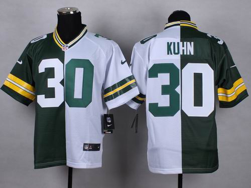 Nike Green Bay Packers 30# John Kuhn green white elite split jerseys