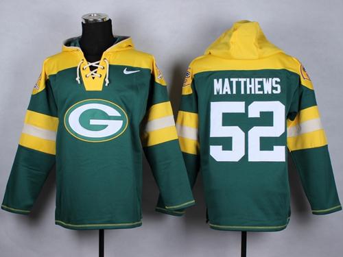 Nike Green Bay Packers 52 Clay Matthews Green Player Pullover NFL Hoodies