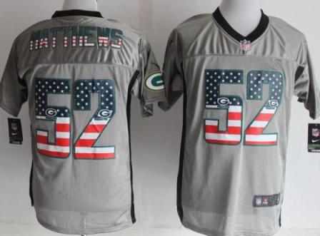Nike Green Bay Packers 52 Clay Matthews USA Flag Fashion Grey Shadow Elite NFL Jerseys