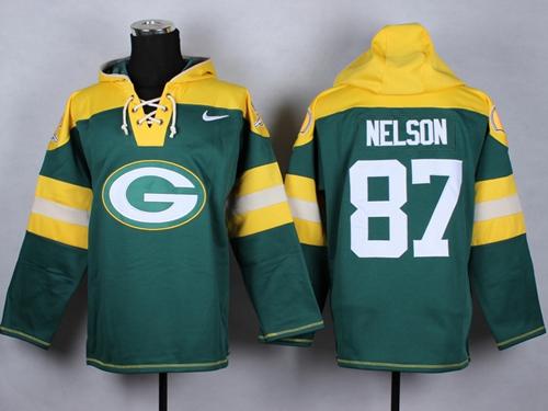 Nike Green Bay Packers 87 Jordy Nelson Green Player Pullover NFL Hoodies