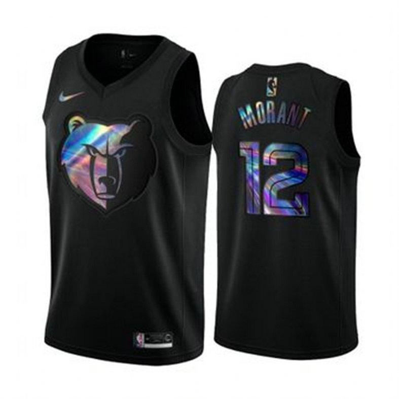 Nike Grizzlies #12 Ja Morant Men's Iridescent Holographic Collection NBA Jersey - Black
