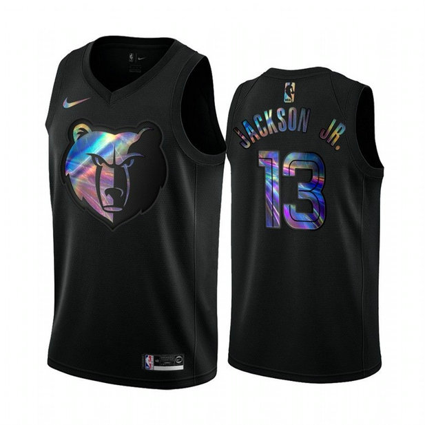 Nike Grizzlies #13 Jaren Jackson Jr. Men's Iridescent Holographic Collection NBA Jersey - Black