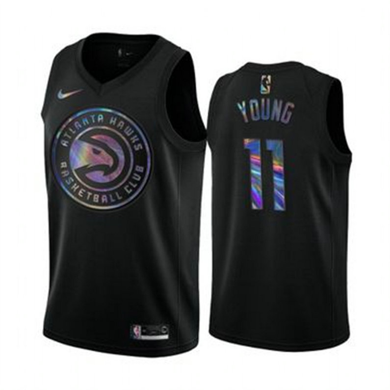 Nike Hawks #11 Trae Young Men's Iridescent Holographic Collection NBA Jersey - Black