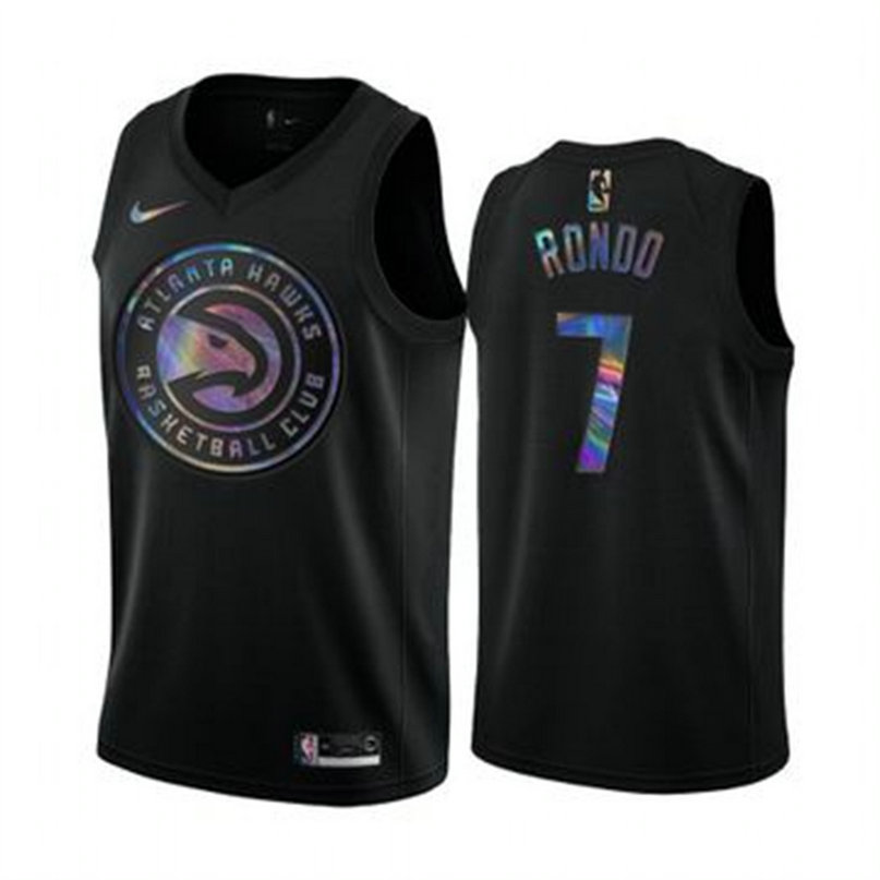 Nike Hawks #7 Rajon Rondo Men's Iridescent Holographic Collection NBA Jersey - Black