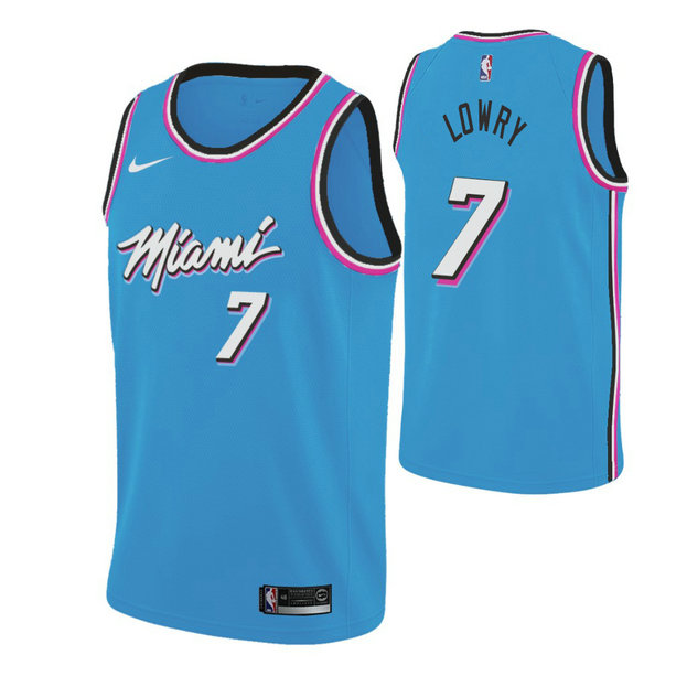 Nike Heat #7 Kyle Lowry 2019-20 Men's Blue Miami City Edition NBA Jersey