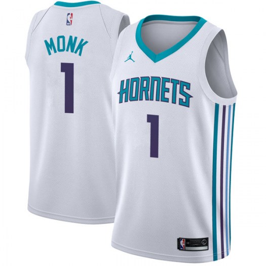 Nike Hornets #1 Malik Monk White NBA Jordan Swingman Association Edition Jersey