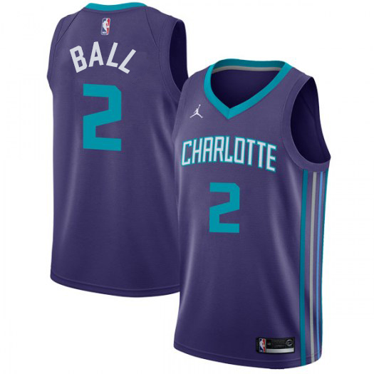 Nike Hornets #2 LaMelo Ball Purple NBA Jordan Swingman Statement Edition Jersey