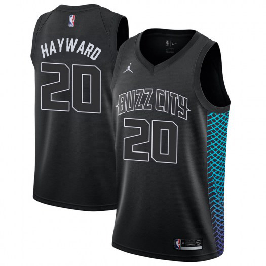 Nike Hornets #20 Gordon Hayward Black NBA Jordan Swingman City Edition Jersey