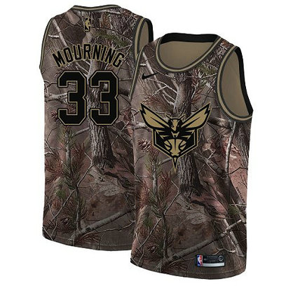 Nike Hornets #33 Alonzo Mourning Camo NBA Swingman Realtree Collection Jersey
