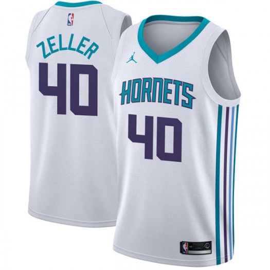 Nike Hornets #40 Cody Zeller White NBA Jordan Swingman Association Edition Jersey