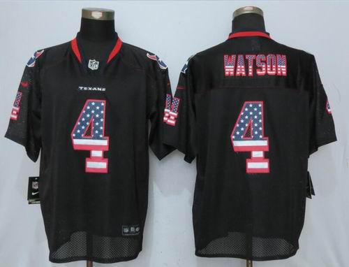 Nike Houston Texans #4 Deshaun Watson USA Flag Fashion black Elite Jerseys