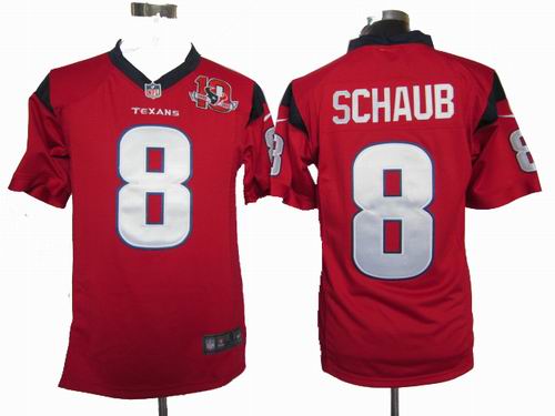 Nike Houston Texans #8 Matt Schaub red game 10TH Anniversary patch Jersey