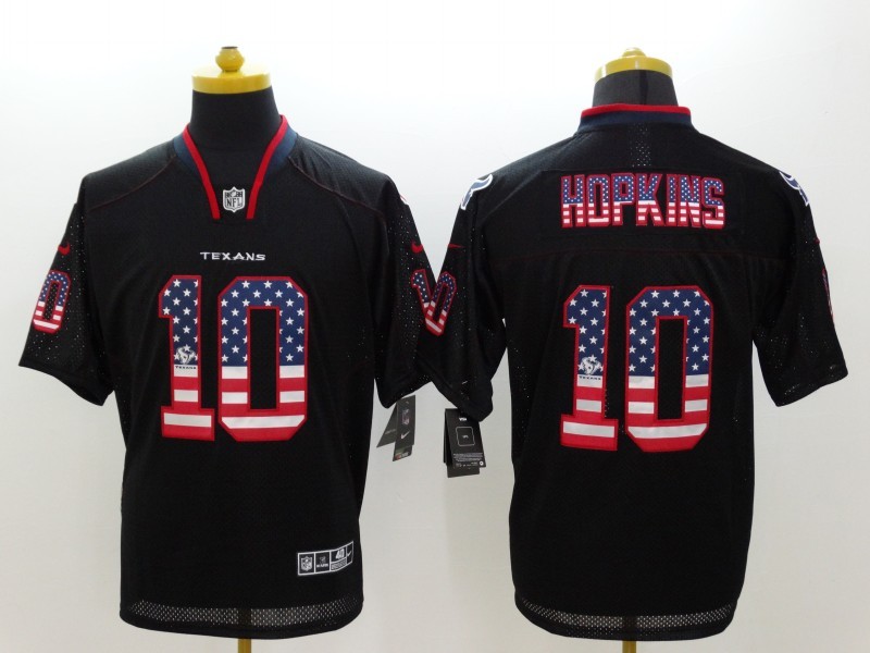 Nike Houston Texans 10 DeAndre Hopkins Black USA Flag Fashion Elite NFL Jerseys