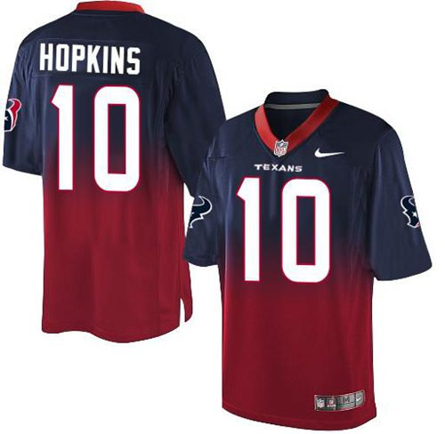 Nike Houston Texans 10 DeAndre Hopkins Navy Blue Red NFL Elite Fadeaway Fashion Jersey