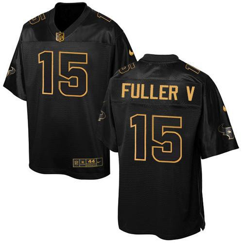 Nike Houston Texans 15 Will Fuller V Black NFL Elite Pro Line Gold Collection Jersey