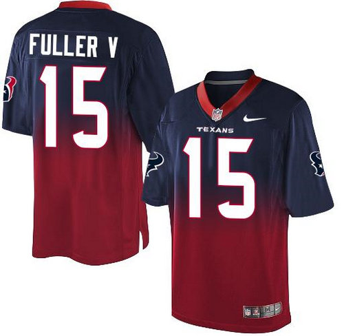 Nike Houston Texans 15 Will Fuller V Navy Blue Red NFL Elite Fadeaway Fashion Jersey