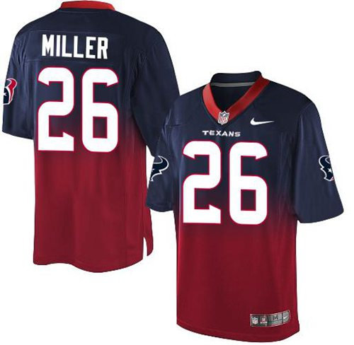 Nike Houston Texans 26 Lamar Miller Navy Blue Red NFL Elite Fadeaway Fashion Jersey