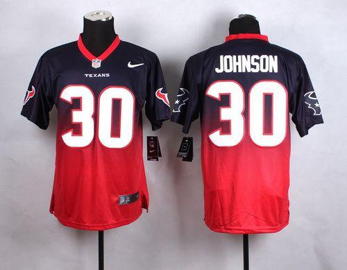 Nike Houston Texans 30 Kevin Johnson Navy Blue-Red NFL Elite Fadeaway Fashion Jersey