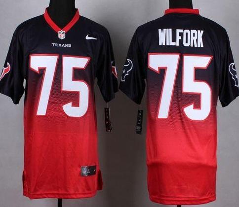 Nike Houston Texans 75 Vince Wilfork Navy Blue Red Elite Fadeaway Fashion NFL Jerseys