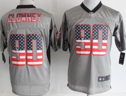 Nike Houston Texans 90 Jadeveon Clowney Grey Shadow USA Flag Fashion Elite NFL Jerseys