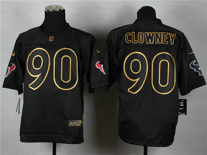 Nike Houston Texans 90 Jadeveon Clowney2014 PRO Gold lettering fashion jerseys