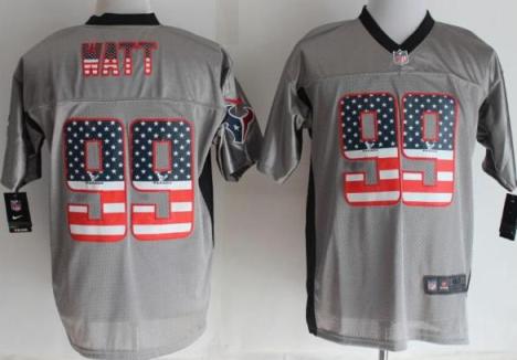 Nike Houston Texans 99 J.J. Watt Grey Shadow USA Flag Fashion Elite NFL Jerseys