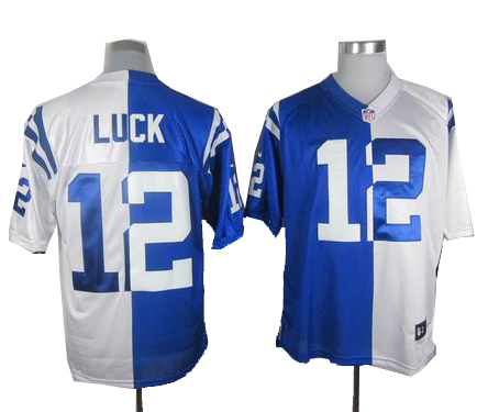 Nike Indianapolis Colts #12 Andrew Luck blue white elite split jerseys
