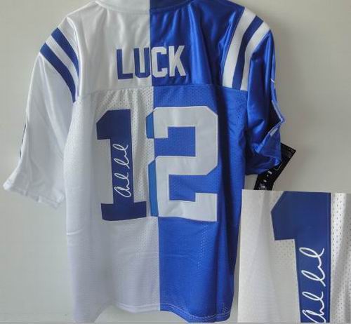Nike Indianapolis Colts #12 Andrew Luck blue white elite split signature jerseys