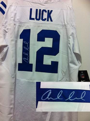 Nike Indianapolis Colts #12 Andrew Luck white elite signature jerseys