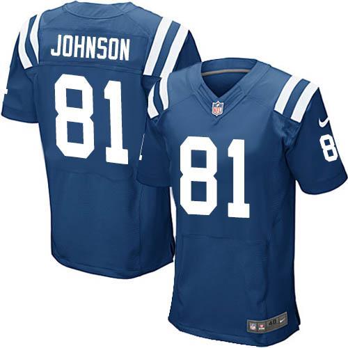 Nike Indianapolis Colts #81 Andre Johnson Royal Blue Elite Jersey